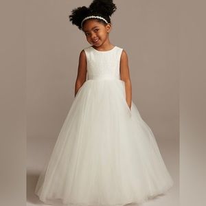 DAVID'S BRIDAL - Ball Gown Flower Girl Dress with heart cutout